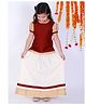 Vastramay Half Puffed Sleeves Pavda Pattu Lehenga & Choli - Maroon & Cream