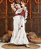 Vastramay Sleeveless Flower Foil Printed & Mock Saree Style Detailed Top With Coordinating Sharara - Maroon & Cream