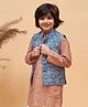 Vastramay Sleeveless Geometric Printed Nehru Jacket - Blue