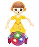 WISHKEY Plastic Walking Angel Doll Toy on Wheels 360 Degree Rotating Doll with Disco Light Ball and Moving Hands Adorable Rotating Princess with Music Multicolor - Height 26 cm