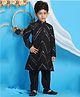 Vastramay Full Sleeves Chevron Designed Mirror Work Embellished & Embroidered Kurta With Pyjama - Black