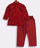 Vastramay Full Sleeves Shisha Embroidered Kurta And Pyjama Set -Maroon