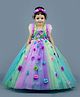 Li&Li BOUTIQUE Ruffle Sleeves Rose & Beads Embellished Fit & Flare Dress -  Embellishment - Pink, Light Green, Yellow, & Light Aqua Blue