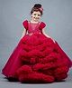Li&Li BOUTIQUE Ruffle Sleeves Sequin & Beads Embellished Cloudy Frilled Gown - Wine Red