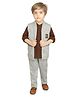 DOTSON Full Sleeves Solid Shirt & Pant With D Letter Embroidered Jacket - Brown