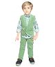 DOTSON Full Sleeves Leaves Printed Shirt With Solid Jacket & Pant  - Green