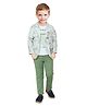 DOTSON Full Sleeves Floral & Leaves Printed Tee & Jacket With Pant   - Green