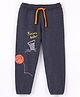 Bodycare Terry Knit Full Length Lounge Pant Basket Ball Print - Navy Blue