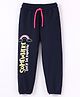 Bodycare Terry Knit Full Length Lounge Pant Text Print- Navy Blue