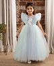 Ministitch Half Sleeves Ruffle Detailed & Sequin Embellished Fit & Flare Ball Gown - Sky Blue
