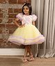 Ministitch Frill Detailed Short Sleeves & Sequin Bodice Embellished Fit & Flare Dress - Lemon Yellow