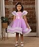 Ministitch Frill Detailed Short Sleeves & Sequin Bodice Embellished Fit & Flare Dress - Purple