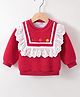 Kookie Kids Full Sleeves Sweatshirt with Lace Detailing - Red