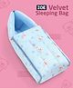 Zoe Velvet 3 in 1 Baby Carry Nest Cum Sleeping Bag Teddy Print- Blue| Soft and Cozy| Snug Fit| Light Weight and Easy to Carry| Travel Friendly| Easy Zipper Closure| New Born Gifting Option| Boys & Girls| 100% Cotton Fabric
