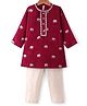 Babyhug Woven Full Sleeves Foil Printed Kurta & Pyjama Set - Maroon & White