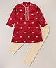 Babyhug Woven Full Sleeves Foil Printed Kurta & Pyjama Set - Maroon & White