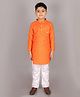 M'andy Cotton Full Sleeves Solid Nehru Kurta With Pyjama -  Orange