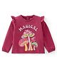 Babyhug Cotton Knit Full Sleeves T-Shirt Mushroom Graphic Print and Sequins Detaililng- Maroon