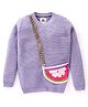 Yellow Apple Full Sleeves Sweater With Chain Applique Solid Colour - Purple