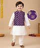 Babyhug Woven Full Sleeves Kurta & Pajama Set With Printed Jacket - Purple