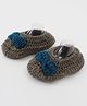 Woonie Bow Detailed Crochet Booties - Grey