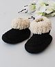 Woonie Handmade Booties With Contrast Fur Border - Black