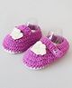 Woonie Crochet Applique Detailed  Booties - Purple