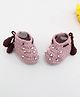 Woonie Handmade Pearl Embellished Tie Up Booties -  Purple