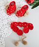 Woonie Crochet & Pearl Embellished Booties With  band - Red-  Diameter 13 Cms