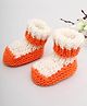 Woonie Knitted Self Design Booties -  Orange