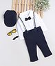 BUMZEE Full Sleeves Solid Shirt &   Bottom 4 Piece Set  - Navy Blue & White