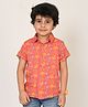 Lil' Drama Turn Up On Half Sleeves  Boho Twining Collection Birds & Heart Printed Shirt - Orange