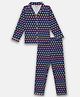 Mackly Full Sleeves Star Printed Night Suit - Navy Blue