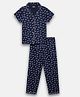 Mackly Half Sleeves Fish  Printed Night Suit - Navy Blue