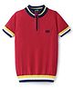UCB Half Sleeves Mock Neck Tricot Sweater With Multi Rib And Zip - Red