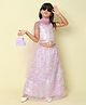 Taffykids Sleeveless Floral Swirl & Sequin Embellished Lehenga & Choli With Dupatta - Lilac