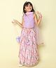 Taffykids Sleeveless  Sequin Striped Embellished Choli & Shibori Tie Dye Lehenga With Dupatta - Lilac