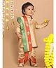 Vastramay Full Sleeves Solid K Kurta Dhoti And Foil Laced Printed Dupatta - Rose Gold
