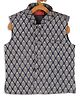 Vastramay Silk Sleeveless Damask Motif Printed Nehru Jacket - Blue