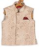 Vastramay Silk Damask Motif Foil Printed Nehru Jacket - Rose Gold