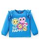 Babyhug 100% Cotton Knit Full Sleeves T-Shirt With Emoji Graphics & Frill Detailing - Blue