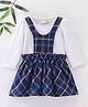 ToffyHouse Checkered Frock with Full Sleeves Inner Tunic - Royal Blue