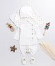 Vastramay Full Sleeves Gota Laced Embellished  Dhoti & Kurta With Cap & Shoe Set -  White