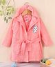 Babyhug Cotton Knit Full Sleeves Hooded Bath Robe Kitten Design - Pink