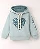 OLLYPOP Fleece Full Sleeves Hoodie Floral Heart Print - Pale Blue