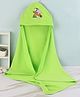 Babyhug Cotton Terry Knit Shark Print Towel with Hood L 76.2 x B 76.2 cm - Green