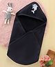 Babyhug Cotton Terry Knit Towel with Hood Dolphin Applique L 76.2 x B 76.2 cm - Navy Blue
