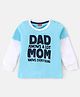 Babyhug 100% Cotton Knit Full Sleeves Tee with Text Graphics - Blue & White