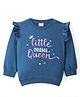 Babyhug 100% Cotton Knit Full Sleeves Sweatshirt with Text Graphics & Frill Design - Navy Blue