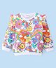 Babyhug Cotton Knit Full Sleeves Floral Graphics & Frill Detailing Sweatshirt - White